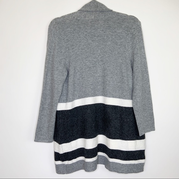 Loft Gray Stripe Open Cardigan Sweater Size XL NWT - Picture 9 of 9